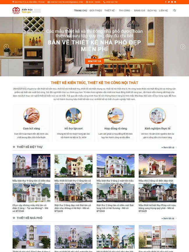 Giao diện Blogspot kiến trúc nội thất đẹp chuẩn seo